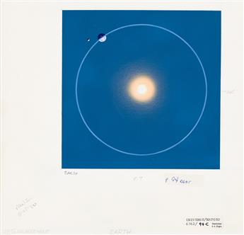 DAVIS MELTZER (1930 - 2017) 4 illustrations: Earth orbit, Mercury, Mars, & Moon spread.